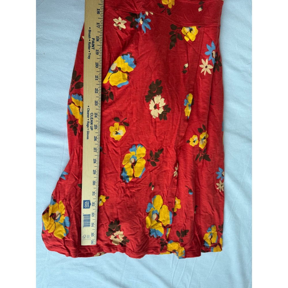 Toad & Co Red Floral Tie Wrap Dress Tencel Organic Cotton Medium pockets midi - Picture 6 of 8